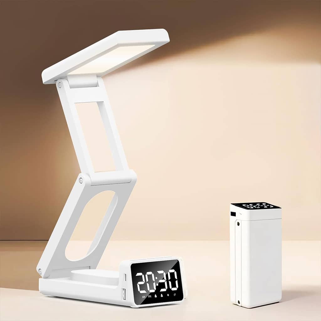 Lampe de bureau rechargeable sans fil avec réveil LED et power bank 10 000 mAh – مصباح مكتب ومصباح مع شاحن متنقل — معاينة 2