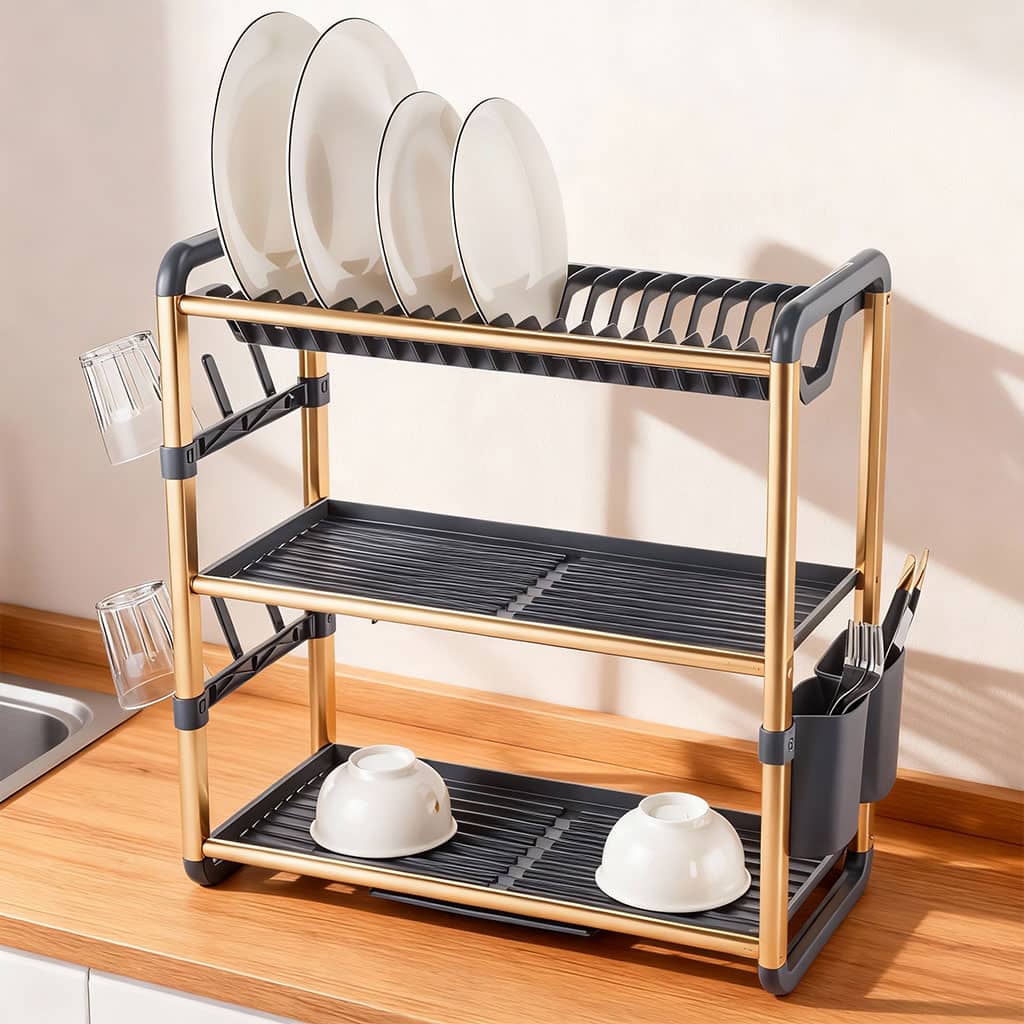 Egouttoir à Vaisselle en Aluminium de Haute Qualité 3 étages SX-841 – منظم أواني الغسيل — معاينة 5
