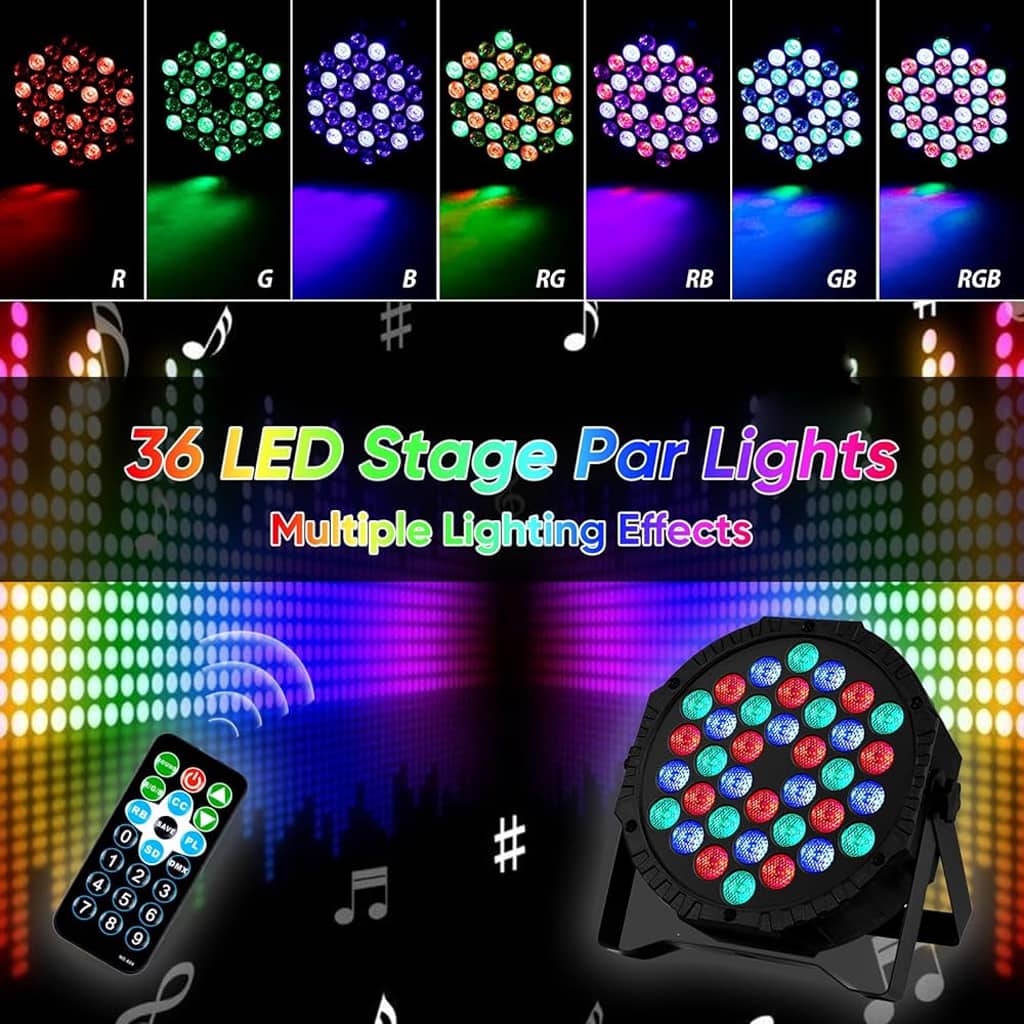 Projecteur Stroboscope LED RVB 36 LED avec Télécommande – جهاز الألعاب الضوئية — معاينة 5