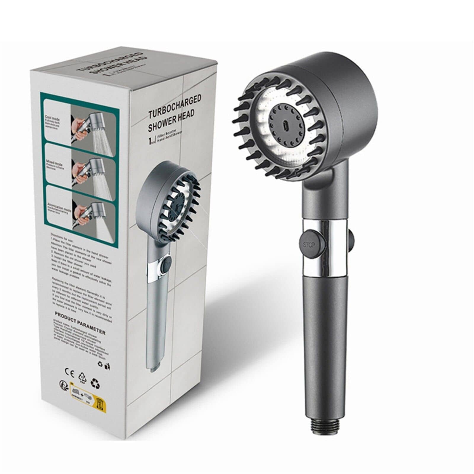 Pommeau de douche haute pression réglable avec filtre, 3 modes, économie d'eau — معاينة 2