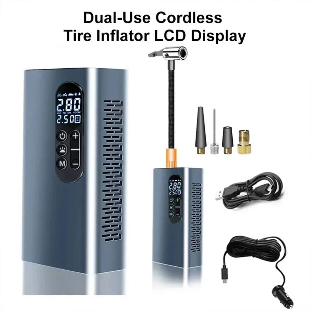 Compresseur À Air Portatif 150 PSI Rechargeable avec Lampe LED – جهاز نفخ عجلات محمول — معاينة 6