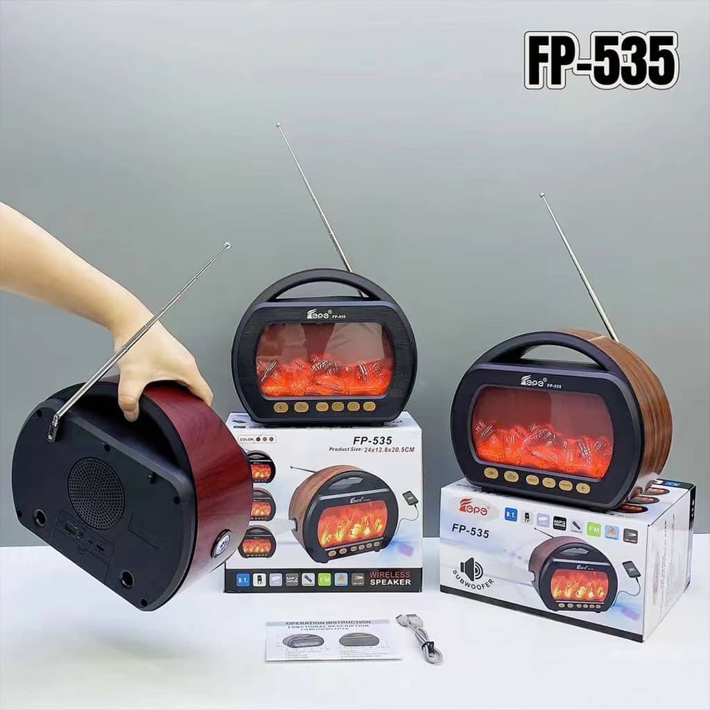 Haut Parleur Bluetooth sans fil Motif Flamme Style Rétro FP-535 – مكبر صوت بلوتوث — معاينة 3