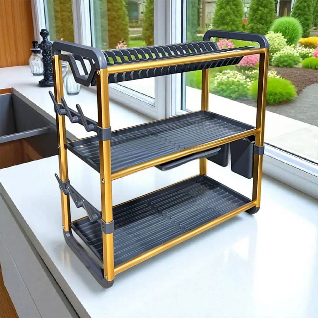 Egouttoir à Vaisselle en Aluminium de Haute Qualité 3 étages SX-841 – منظم أواني الغسيل — معاينة 2