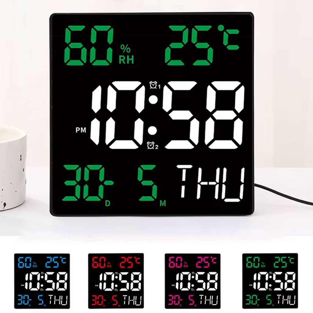 Horloge murale numérique forme carrée grand écran JH2301 – ساعة حائط رقمية