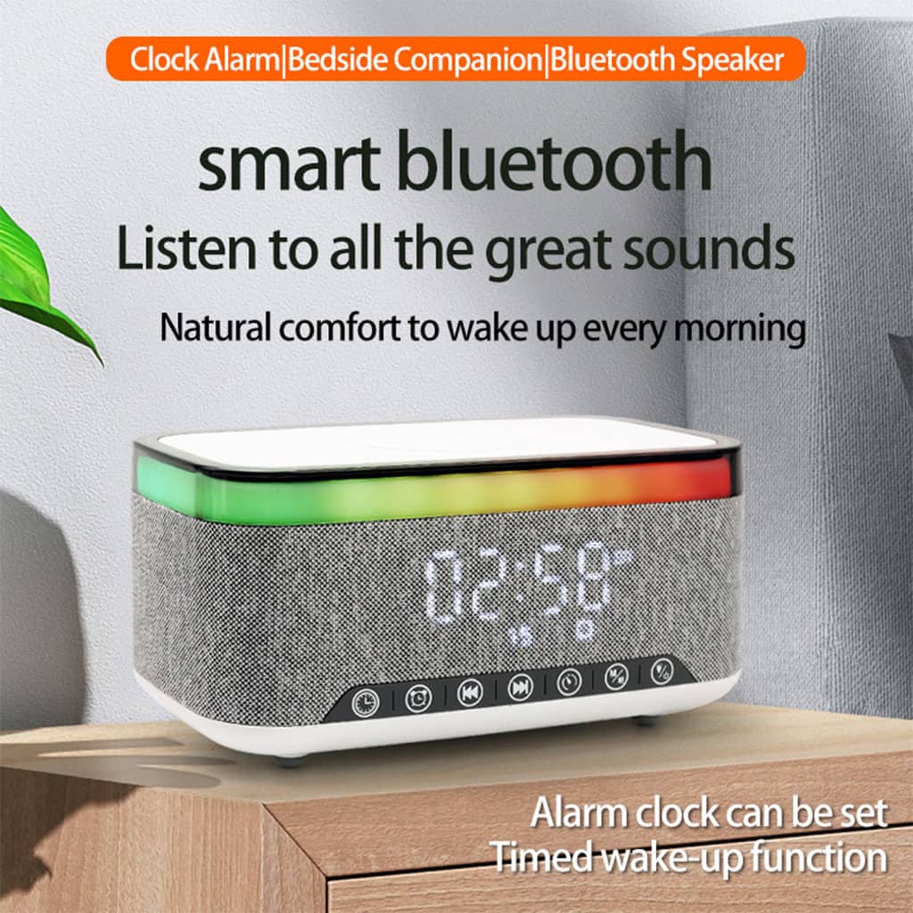 Haut-parleur Bluetooth intelligent, veilleuse créative de bureau, chargeur audio sans fil, lumière d’ambiance de chevet — معاينة 3