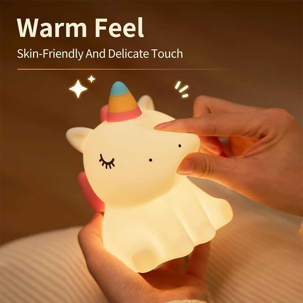 Veilleuse en Silicone Forme Unicorne pour Chambre d’enfant Rechargeable — معاينة 4