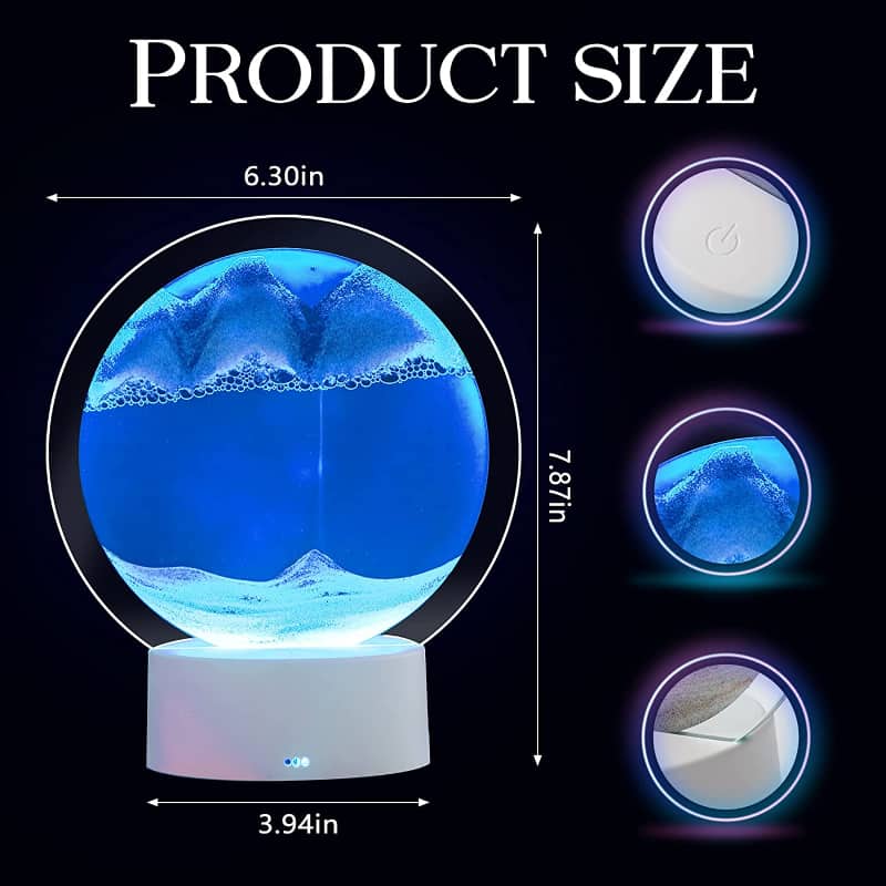 Sablier Lampe led 3D tactile USB en verre avec télécommande — معاينة 4