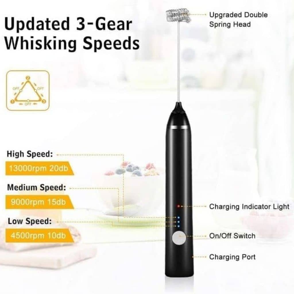 Mousseur à Lait 3 Vitesses Électrique Rechargeable – جهاز صنع رغوة الحليب الكهربائي القابل لإعادة الشحن — معاينة 2