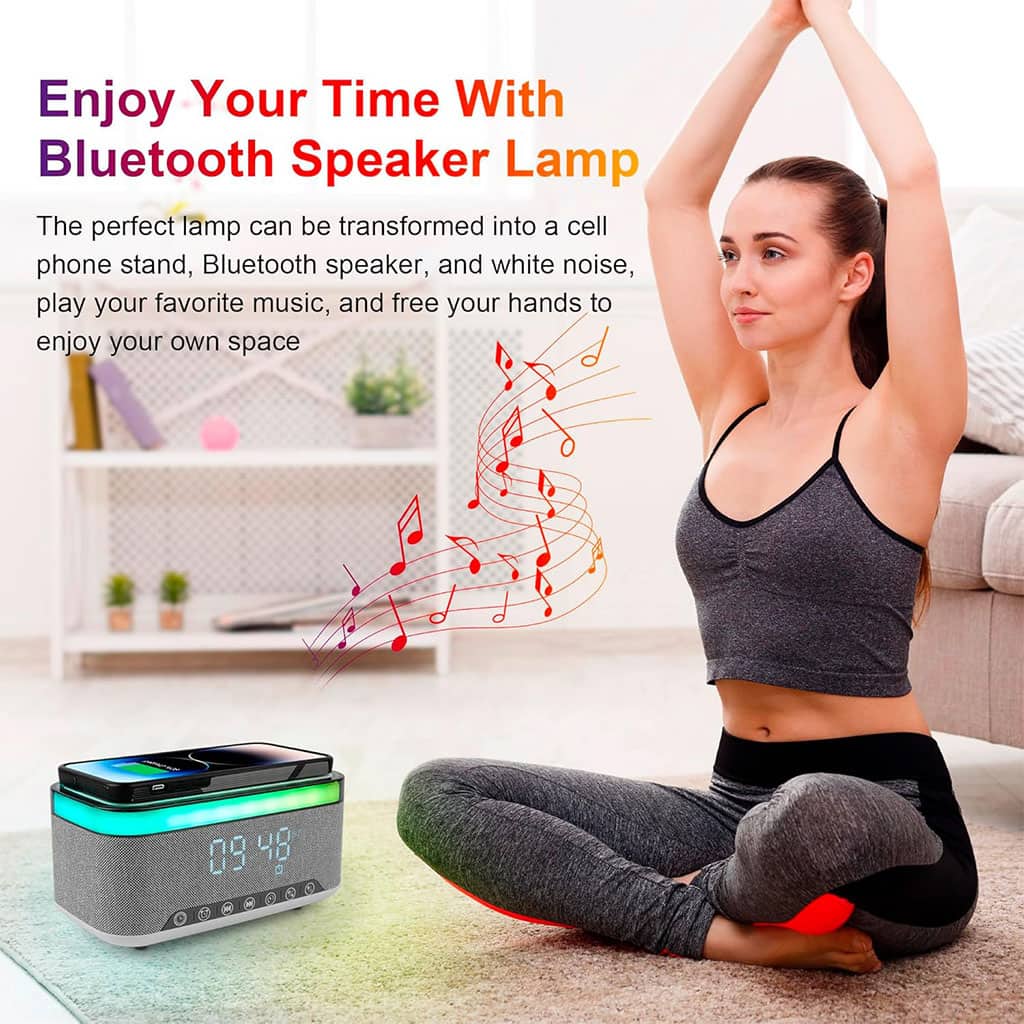 Haut-parleur Bluetooth intelligent, veilleuse créative de bureau, chargeur audio sans fil, lumière d’ambiance de chevet — معاينة 7