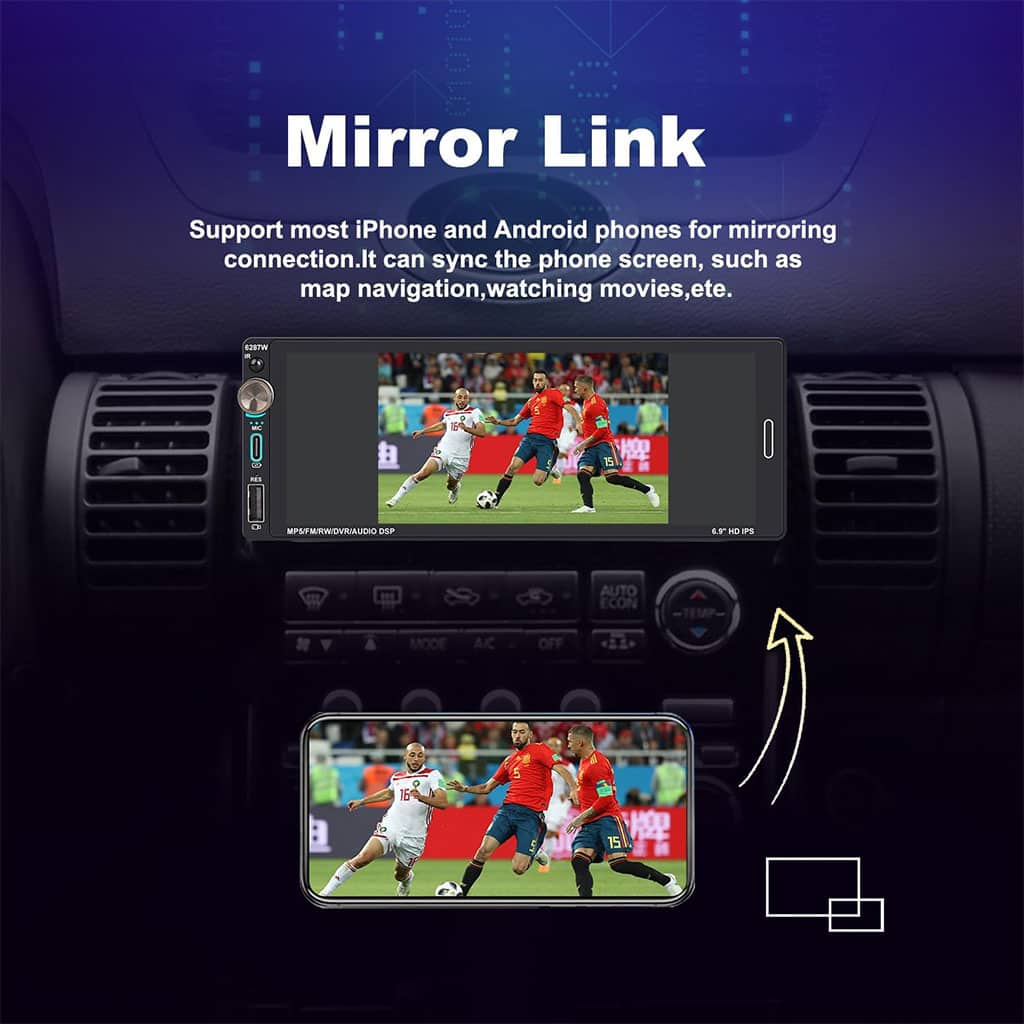 جهاز راديو سيارة لمسي | Autoradio 1 DIN 6.9 Pouces | CarPlay Wireless Android Auto — معاينة 7