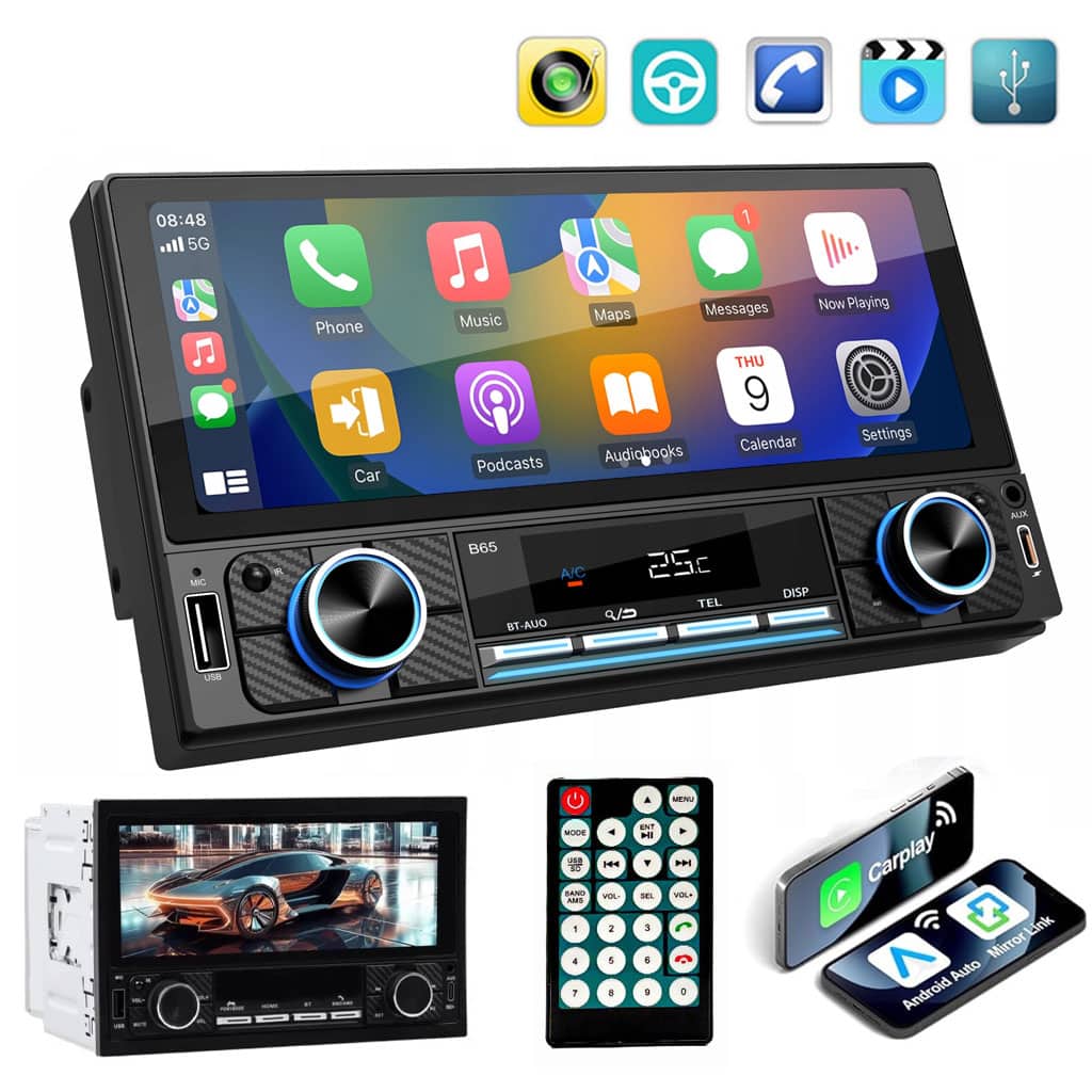 جهاز راديو سيارة لمسي | Autoradio 2-DIN Bluetooth WiFi | CarPlay Android