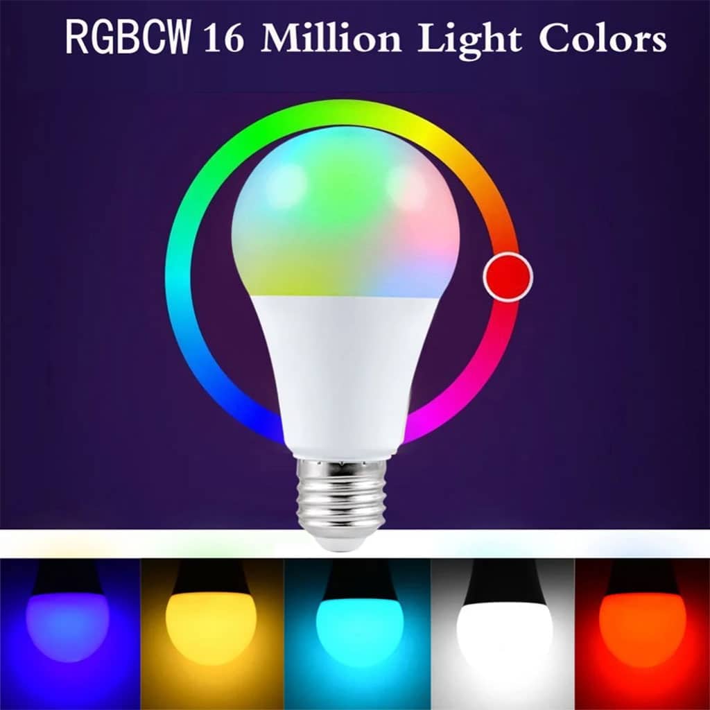 Ampoule LED RGBW E27 à intensité variable 16 couleurs – مصباح بأضواء ملونة — معاينة 4