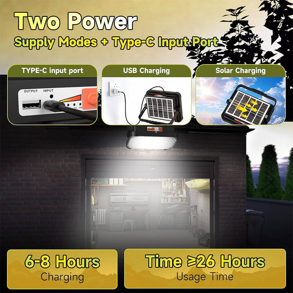 Lampe Solaire Rechargeable LED 300 W Portable et Magnétique 26000LM – مصباح محمول قابل للشحن بالطاقة الشمسية — معاينة 2