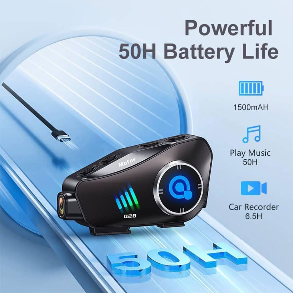 Oreillette Bluetooth pour Casque Moto avec Camera Full HD App Control – سماعات سائقي دراجة النارية مع كاميرة مدمجة — معاينة 3