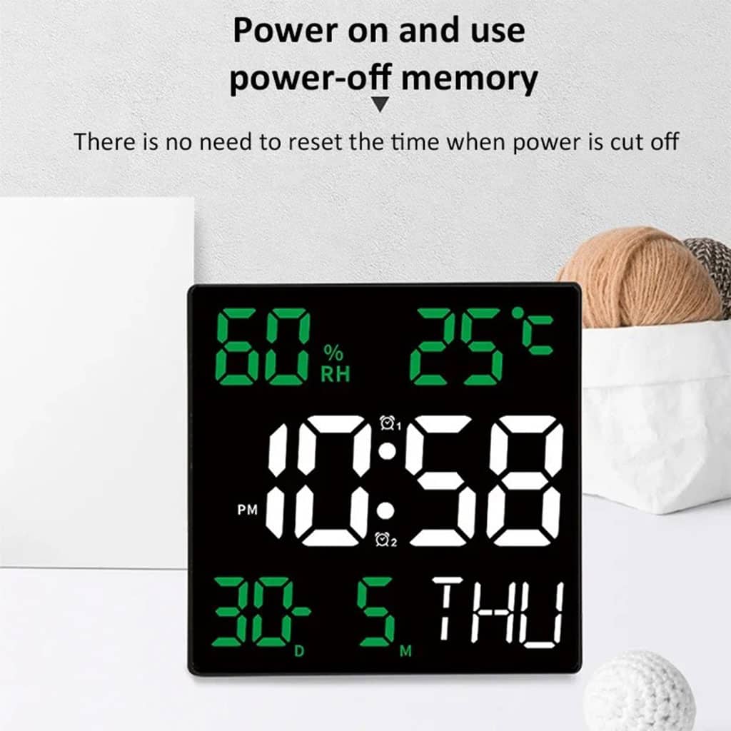 Horloge murale numérique forme carrée grand écran JH2301 – ساعة حائط رقمية — معاينة 2