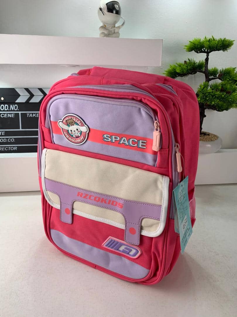 Sac à Dos Enfant Space Design Ludique Multi-Poches Rose – حقيبة مدرسية للأطفال لون وردي — معاينة 3