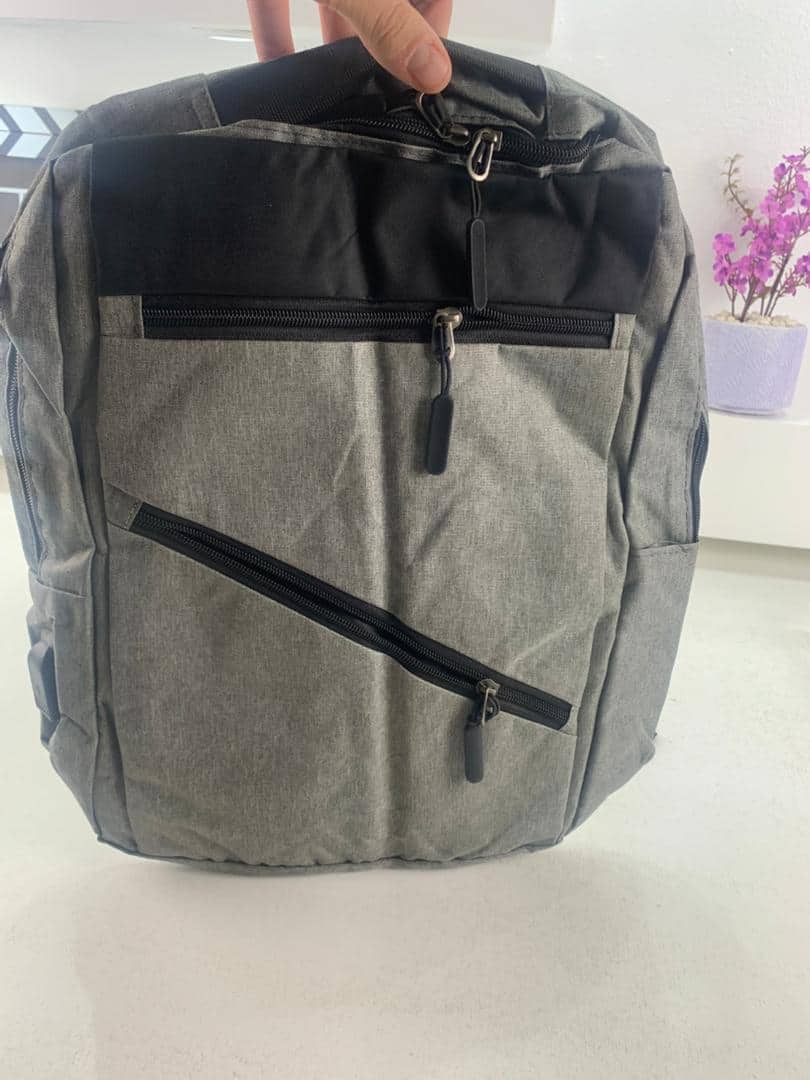 Sac à dos homme avec sac bandoulière et trousse 3en1 gris 127772-5 – محفظة ظهر رجالية 3 قطع رمادي — معاينة 3