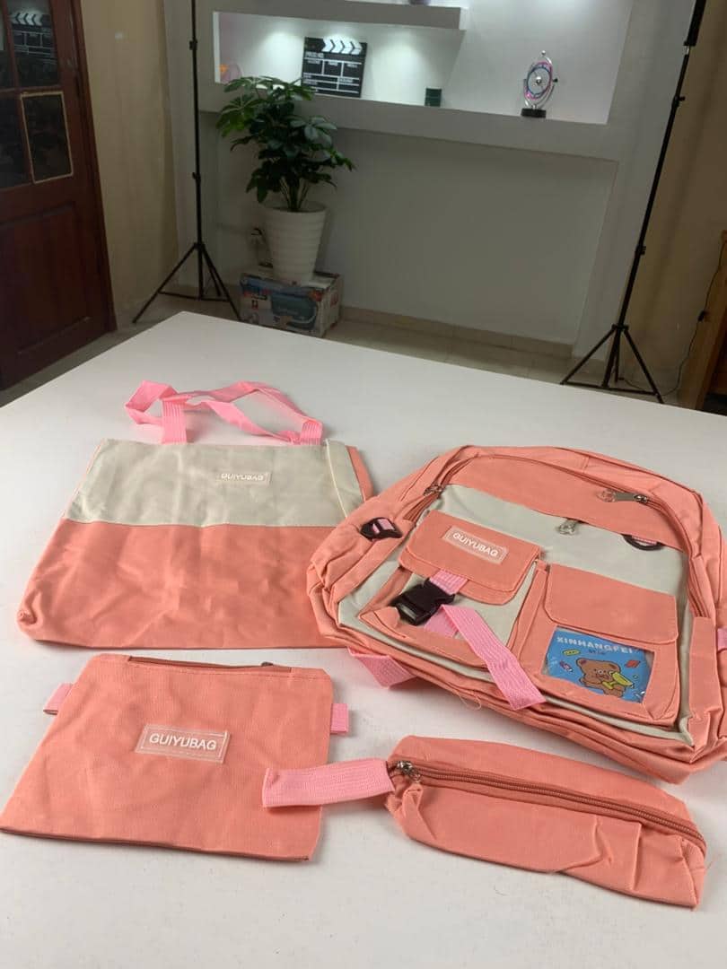 Ensemble de sacs d’école Kawai pour adolescents 4Pcs Guiyu V3 Rose – محفظة 4 قطع كاواي وردي — معاينة 3