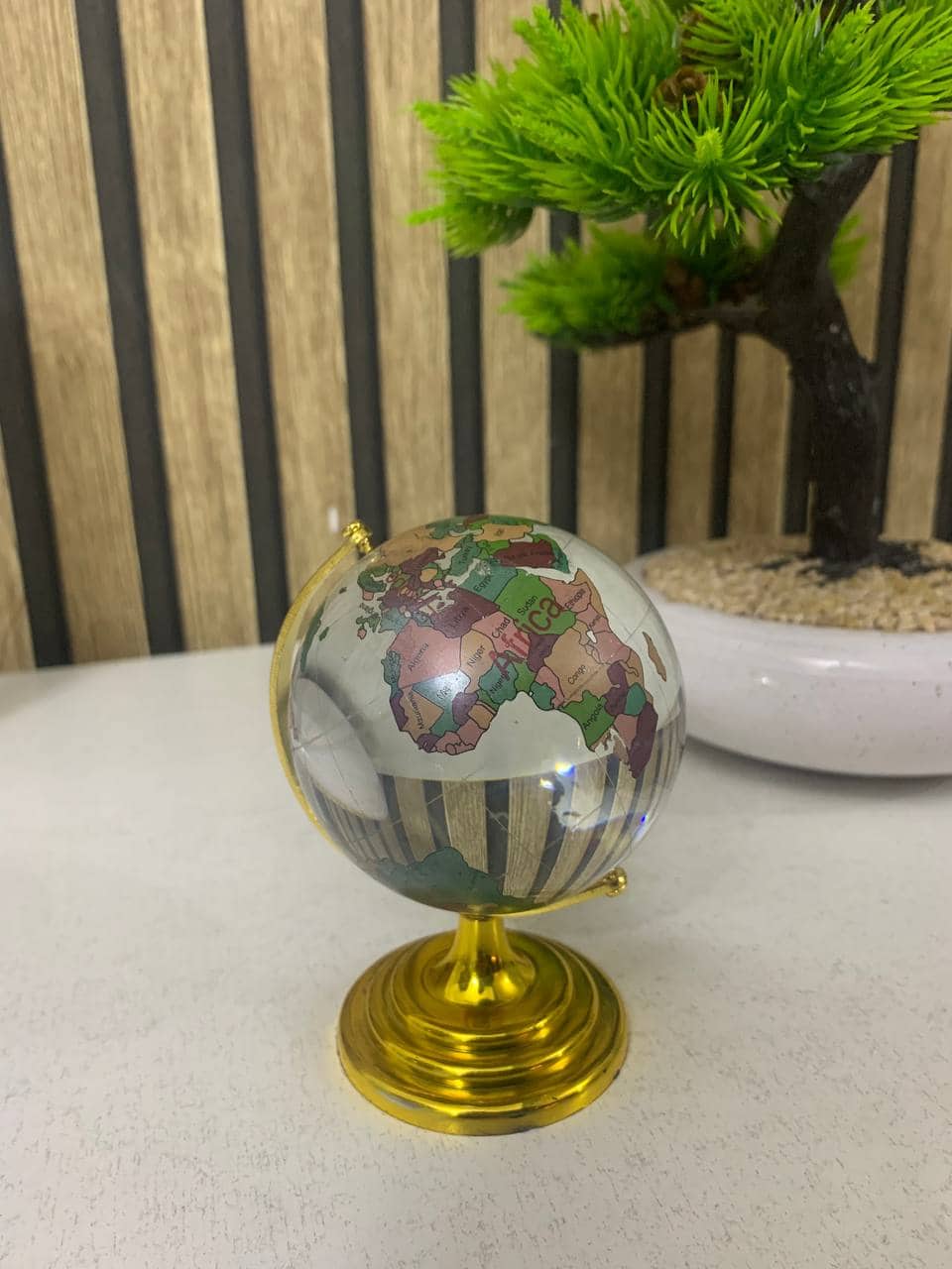 كرة كريستالية بخريطة العالم | Globe Cristal Rotatif | للمكتب — معاينة 4