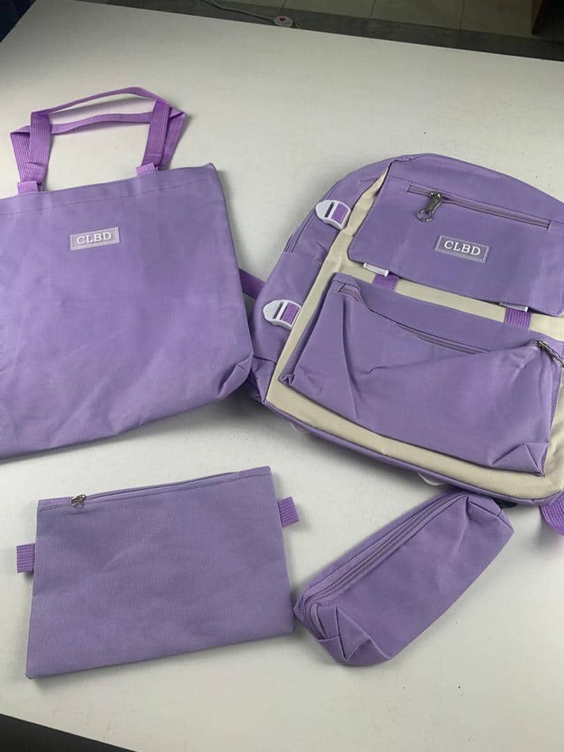 Ensemble de sacs d’école Kawai pour adolescents 4Pcs CLBD V1 Mauve – محفظة 4 قطع كاواي بنفسجي — معاينة 5