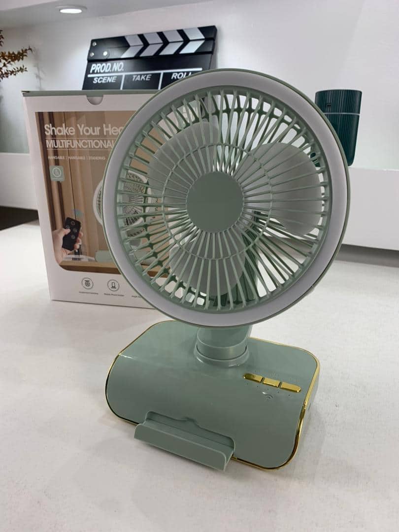 Ventilateur de Bureau Rechargeable Rotatif avec Lumière LED – مروحة مكتب قابلة للشحن — معاينة 7