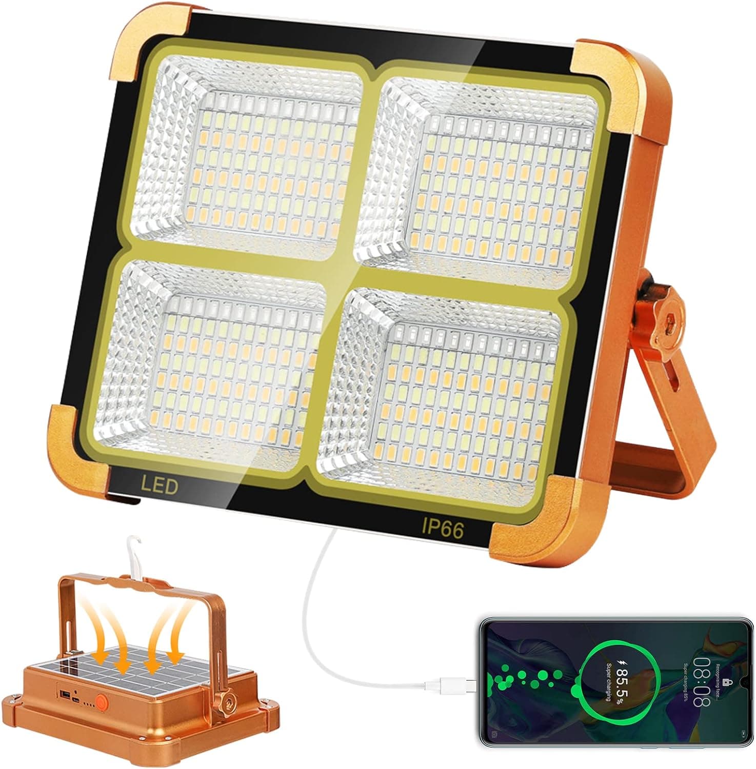 Projecteur Solaire étanche Rechargeable 4 modes Déclairage Power-Bank 1000W - Camping et Randonnée - صورة 1
