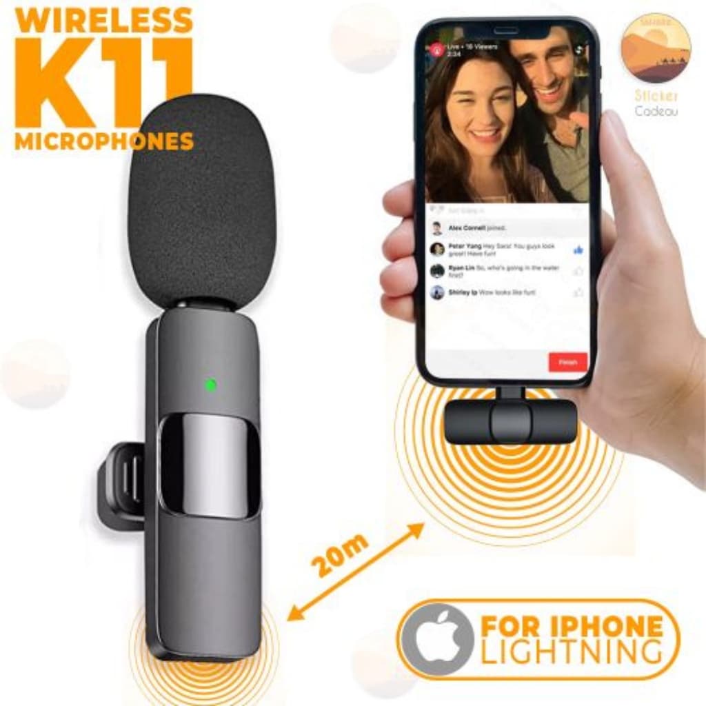K11 Microphone-cravate sans fil Recording Audio Video Androïd / iPhone  - Électronique - صورة 1