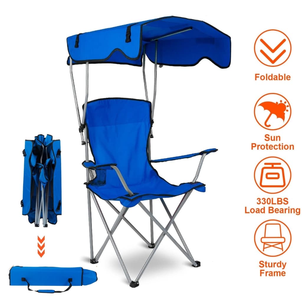Chaise Longue Pliable Avec Porte Goblet Et Ombrelle - Camping et Randonnée - صورة 1