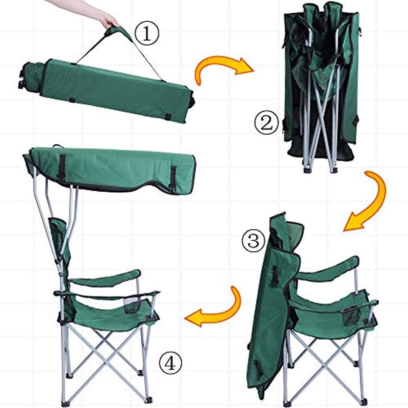 Chaise Longue Pliable Avec Porte Goblet Et Ombrelle - Camping et Randonnée - صورة 7