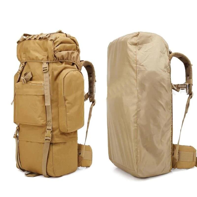 Sac à dos Randonnée professionnel en toile de Camouflage étanche à double épaule 90 L – kaki - Camping et Randonnée - صورة 1