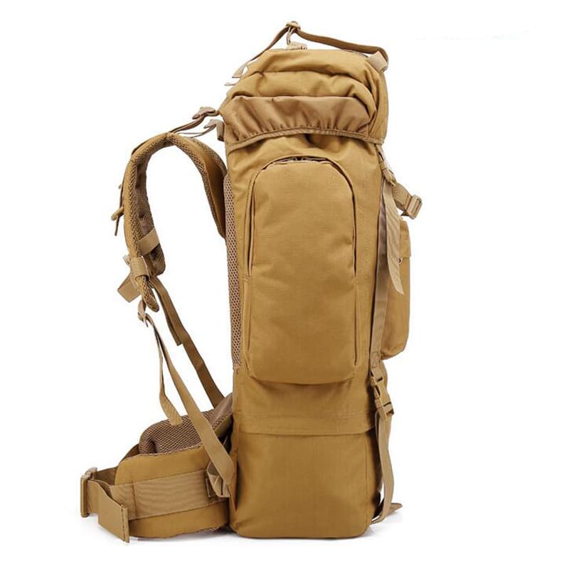 Sac à dos Randonnée professionnel en toile de Camouflage étanche à double épaule 90 L – kaki - Camping et Randonnée - صورة 2
