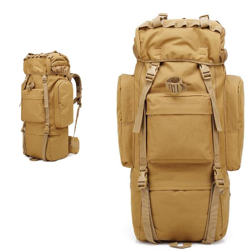 Sac à dos Randonnée professionnel en toile de Camouflage étanche à double épaule 90 L – kaki - Camping et Randonnée - صورة 3