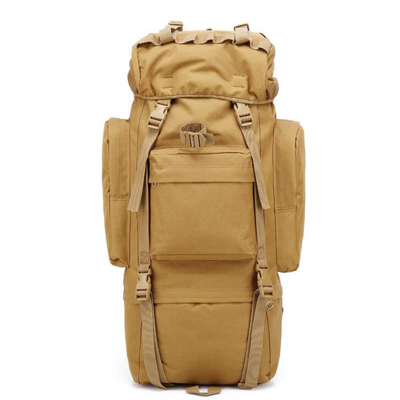 Sac à dos Randonnée professionnel en toile de Camouflage étanche à double épaule 90 L – kaki - Camping et Randonnée - صورة 4