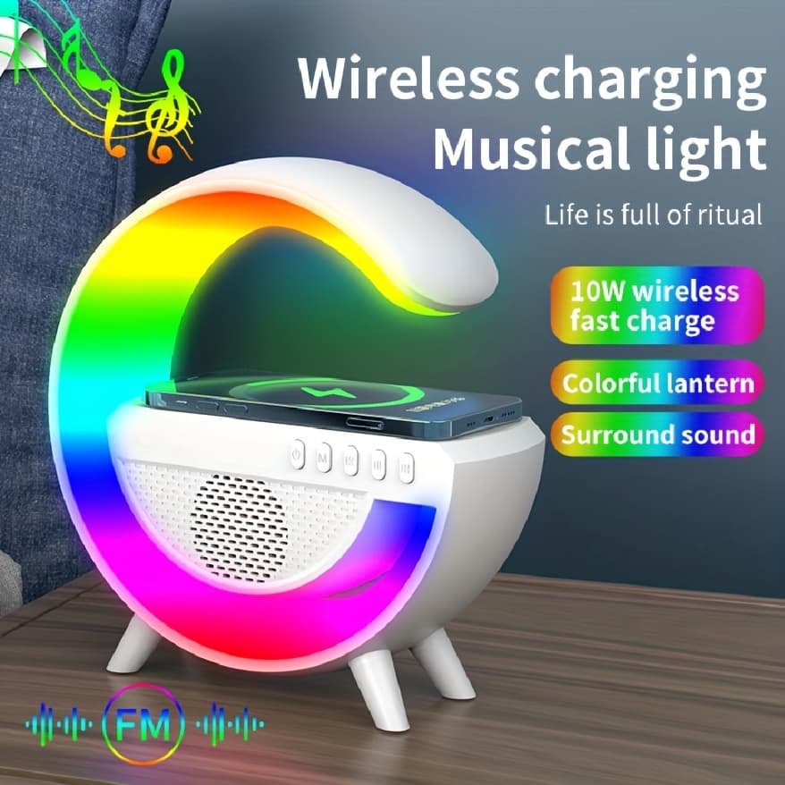 Lampe De Chevet RGB intelligente type Big G Wireless Charger / Speaker Bluetooth 5.2  HM-3201 | YN-2209 - Électronique - صورة 1