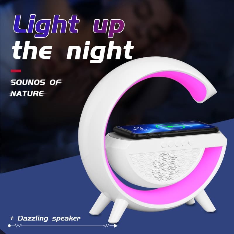 Lampe De Chevet RGB intelligente type Big G Wireless Charger / Speaker Bluetooth 5.2  HM-3201 | YN-2209 - Électronique - صورة 3