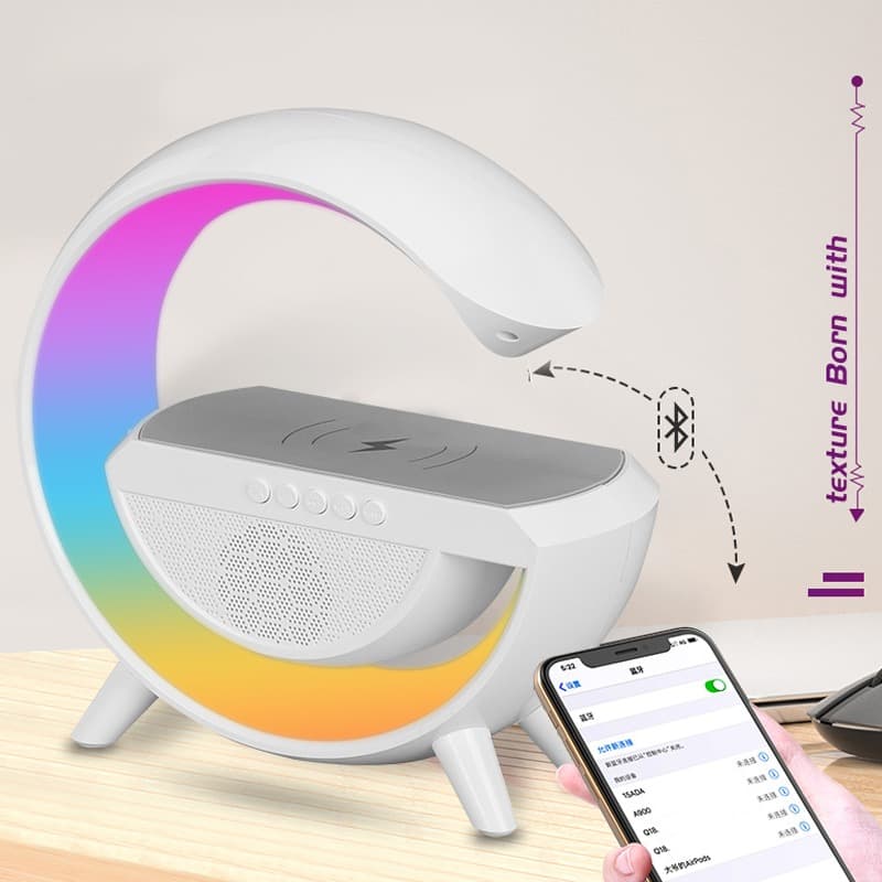 Lampe De Chevet RGB intelligente type Big G Wireless Charger / Speaker Bluetooth 5.2  HM-3201 | YN-2209 - Électronique - صورة 4