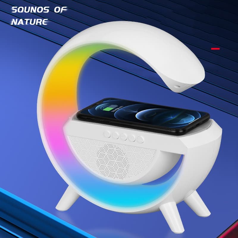 Lampe De Chevet RGB intelligente type Big G Wireless Charger / Speaker Bluetooth 5.2  HM-3201 | YN-2209 - Électronique - صورة 5