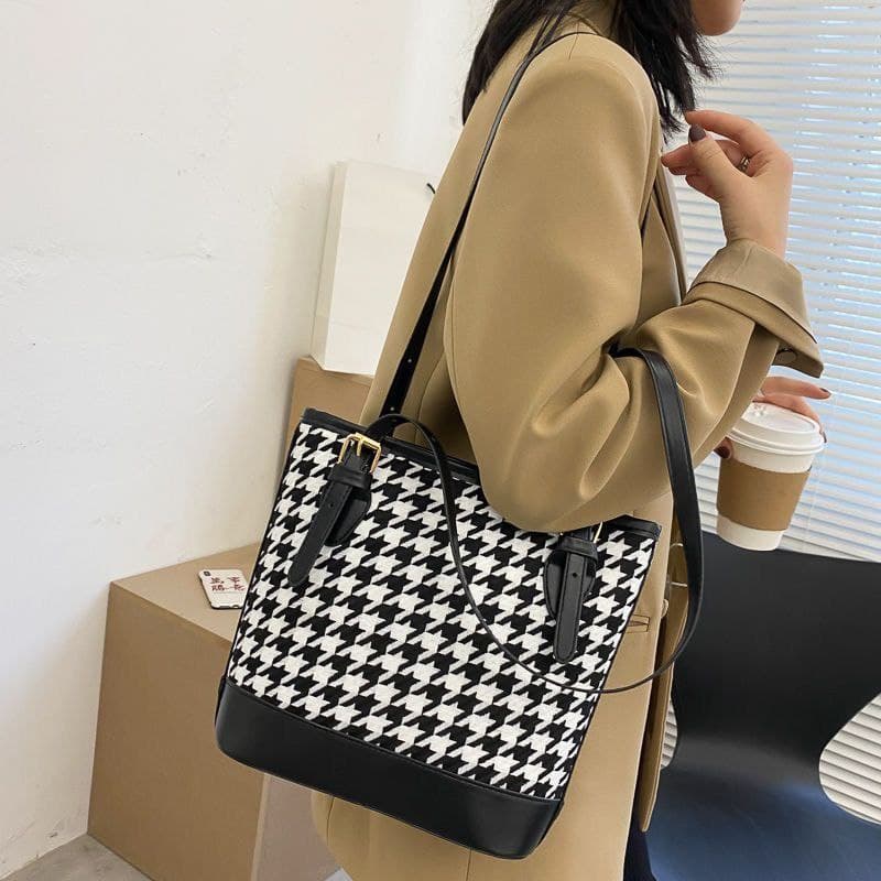 Sacs à bandoulière pied-de-poule Vintage pour femmes grande capacité - Sac à dos et Mode - صورة 1