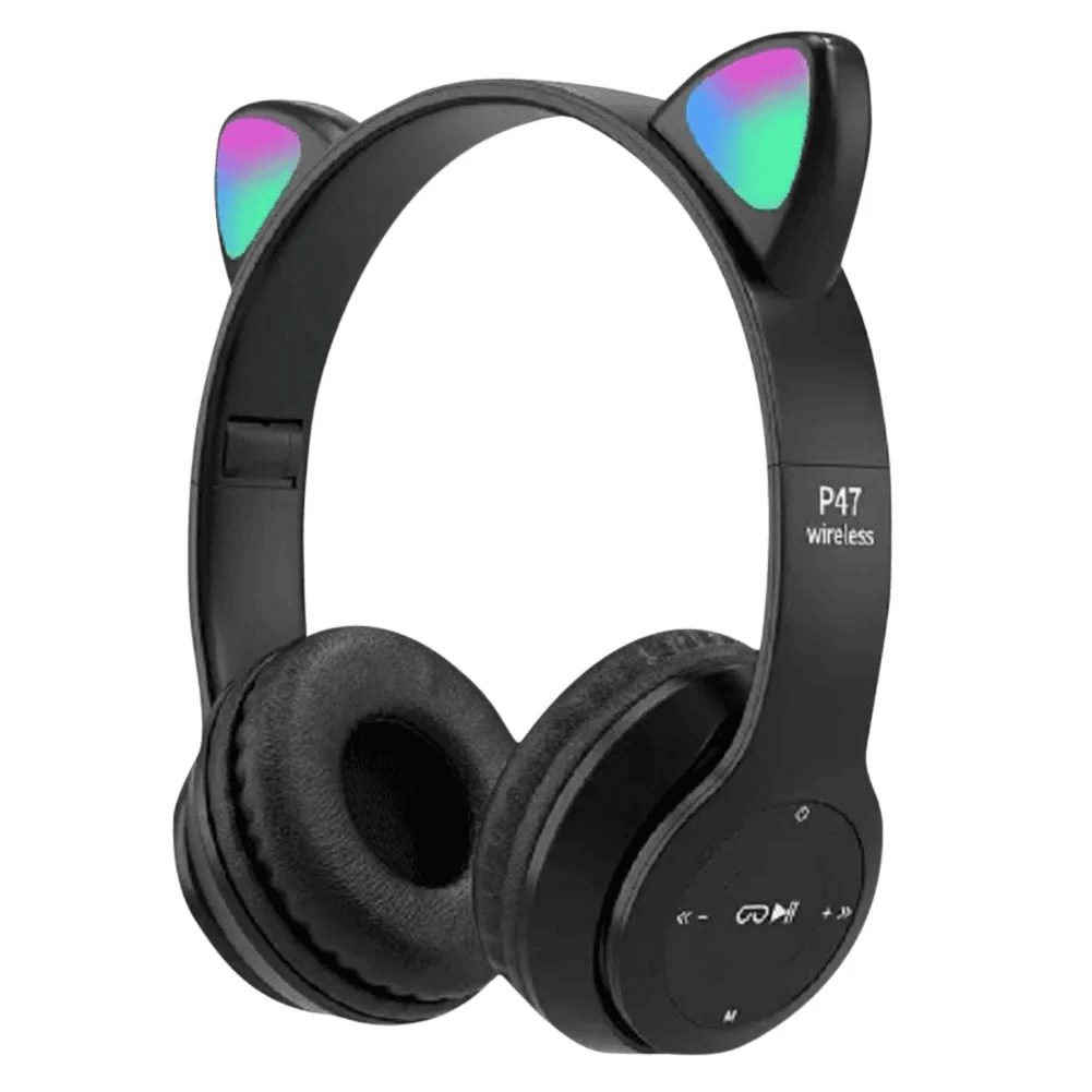 Casque Bluetooth sans fil avec oreilles de chat LED clignotantes P47M - Électronique - صورة 5