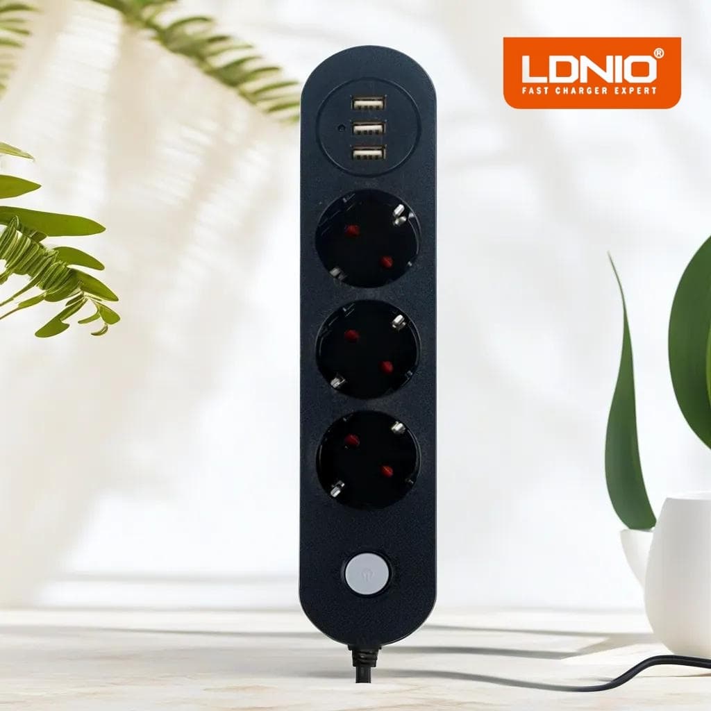 Triple prise de courant avec 3 ports USB, chargement rapide, avec un câble de 2 mètres - Électronique - صورة 1