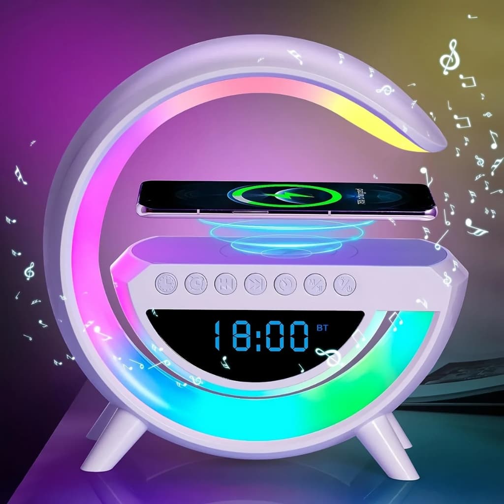 Réveil et Haut-parleur Bluetooth RGB intelligente type Big G Wireless Charger V3  -  BT-3401 - Électronique - صورة 1