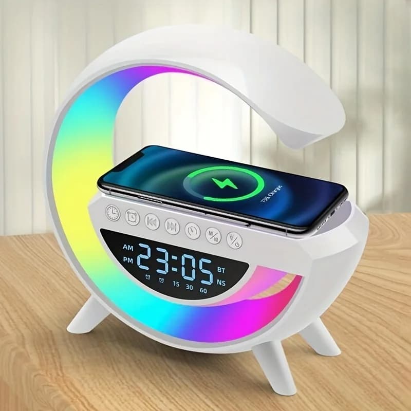 Réveil et Haut-parleur Bluetooth RGB intelligente type Big G Wireless Charger V3  -  BT-3401 - Électronique - صورة 2