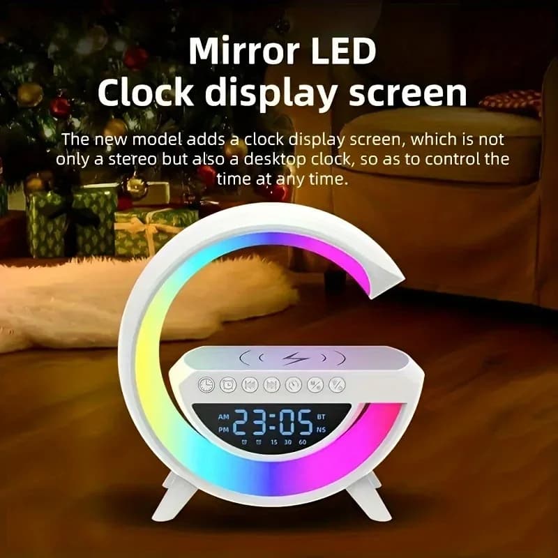 Réveil et Haut-parleur Bluetooth RGB intelligente type Big G Wireless Charger V3  -  BT-3401 - Électronique - صورة 3