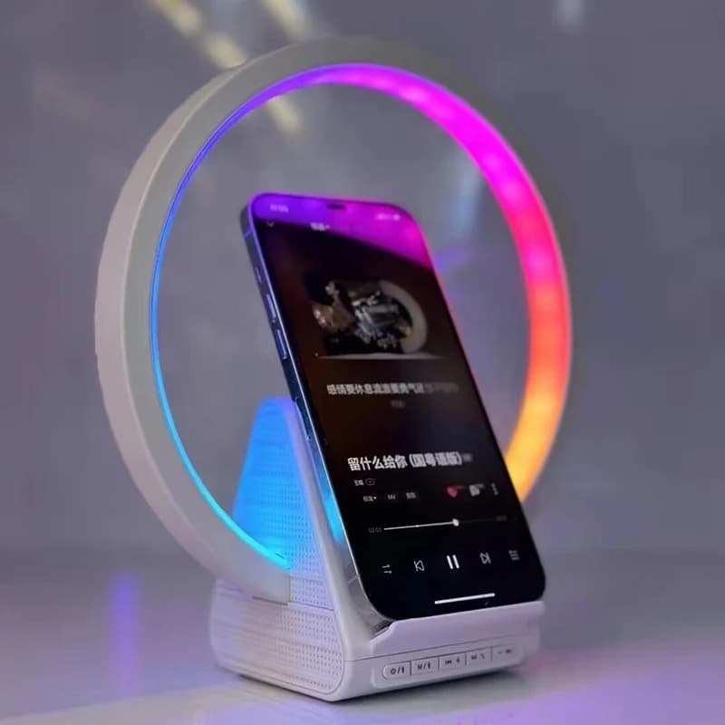 Lampe de chevet avec chargeur sans fil, haut-parleurs Bluetooth rechargeables support de charge rapide, 15W  BT-256 - Électronique - صورة 1