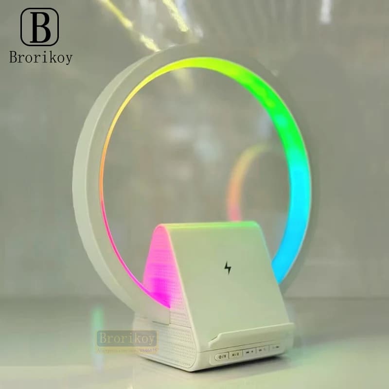 Lampe de chevet avec chargeur sans fil, haut-parleurs Bluetooth rechargeables support de charge rapide, 15W  BT-256 - Électronique - صورة 12