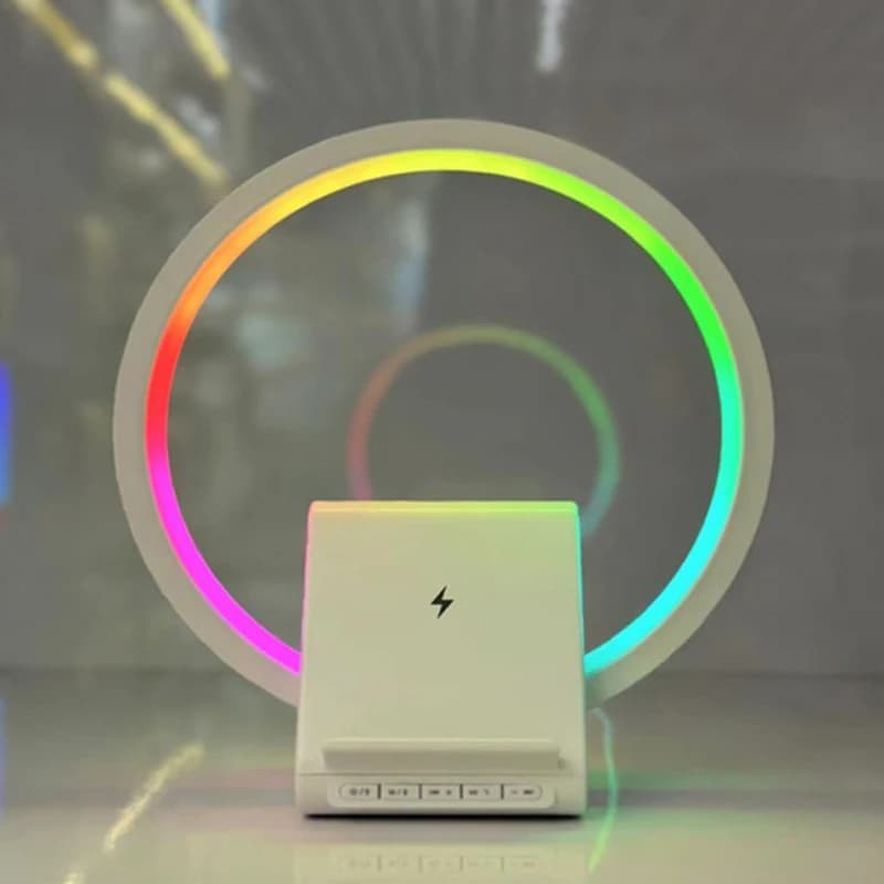 Lampe de chevet avec chargeur sans fil, haut-parleurs Bluetooth rechargeables support de charge rapide, 15W  BT-256 - Électronique - صورة 13