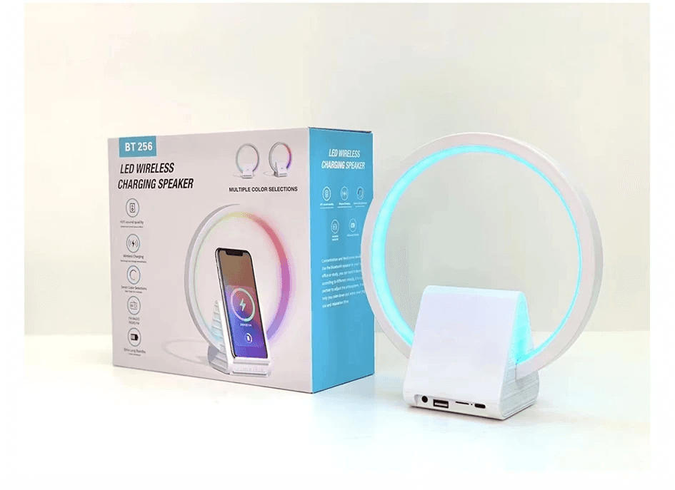 Lampe de chevet avec chargeur sans fil, haut-parleurs Bluetooth rechargeables support de charge rapide, 15W  BT-256 - Électronique - صورة 3