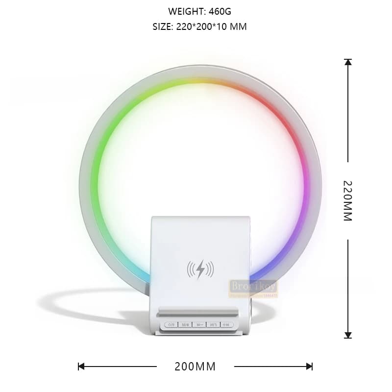 Lampe de chevet avec chargeur sans fil, haut-parleurs Bluetooth rechargeables support de charge rapide, 15W  BT-256 - Électronique - صورة 5