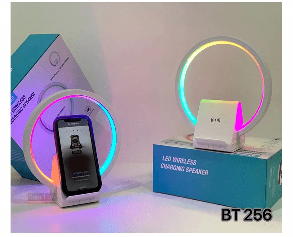 Lampe de chevet avec chargeur sans fil, haut-parleurs Bluetooth rechargeables support de charge rapide, 15W  BT-256 - Électronique - صورة 7