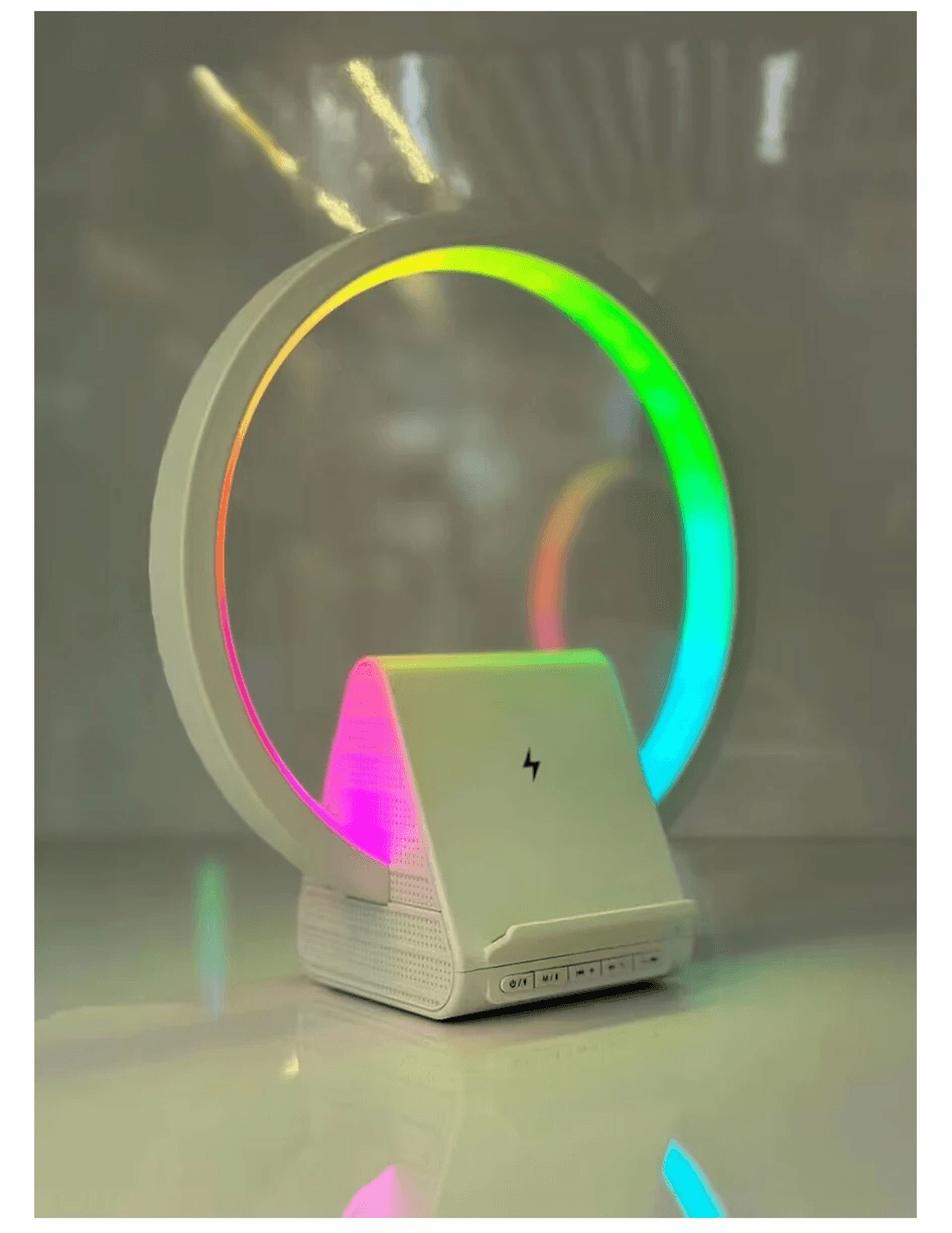 Lampe de chevet avec chargeur sans fil, haut-parleurs Bluetooth rechargeables support de charge rapide, 15W  BT-256 - Électronique - صورة 9